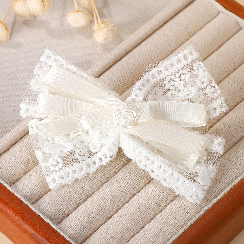 2 개/대 레이스 머리 활 클립 귀여운 소녀 머리핀 솔리드 헤어 클립 바레트 어린이 모자를 쓰고 있죠 패션 헤어 액세서리 도매