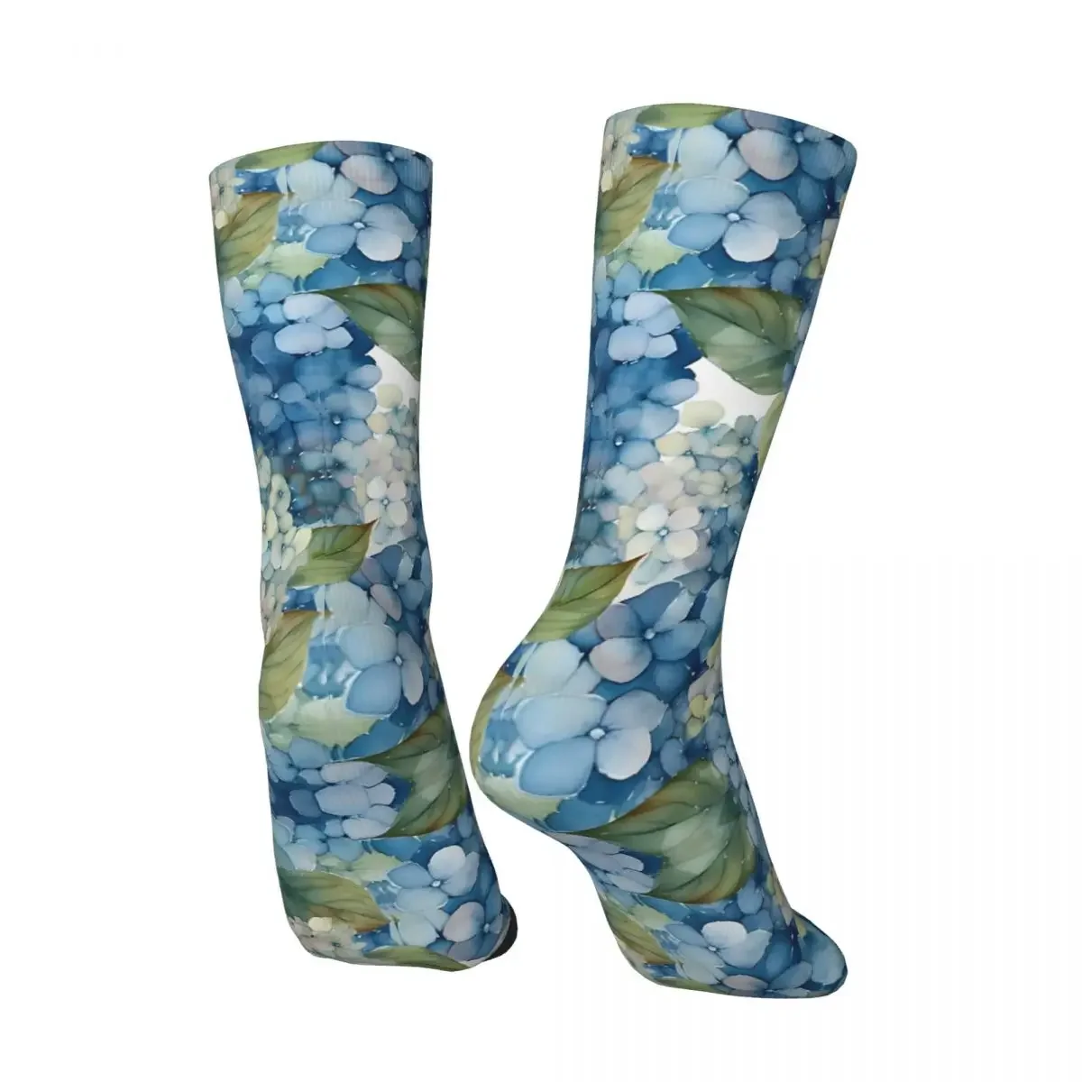 Crazy compression Watercolor Hydrangeas Sock for Men Harajuku Seamless Pattern Crew Sock Novelty