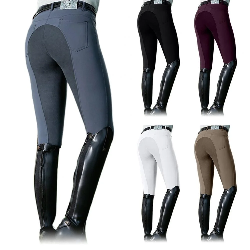 Casual Stretch Equestrian Pants Women's Elastic  Riding Trousers Cleanfit Style PVC Material Winter Collection for Middl...
