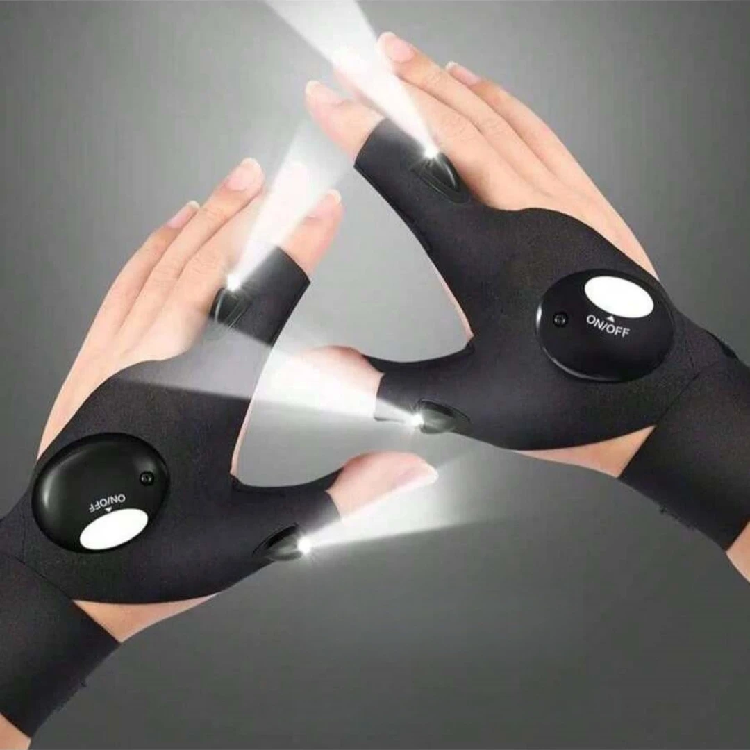 LED Flashlight Gloves, Stocking Stuffers Gifts for Men, Adults Dad Birthday Cool Gadget Finger Lights for Fishing Camping