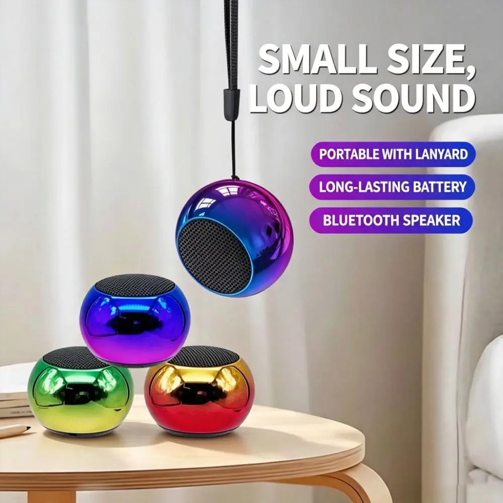 Mini Bluetooth Speaker Keychain Metal Shell Compact Size Portable Speaker Keychain Dual Color Stereo Sound Mini Speaker Keychain
