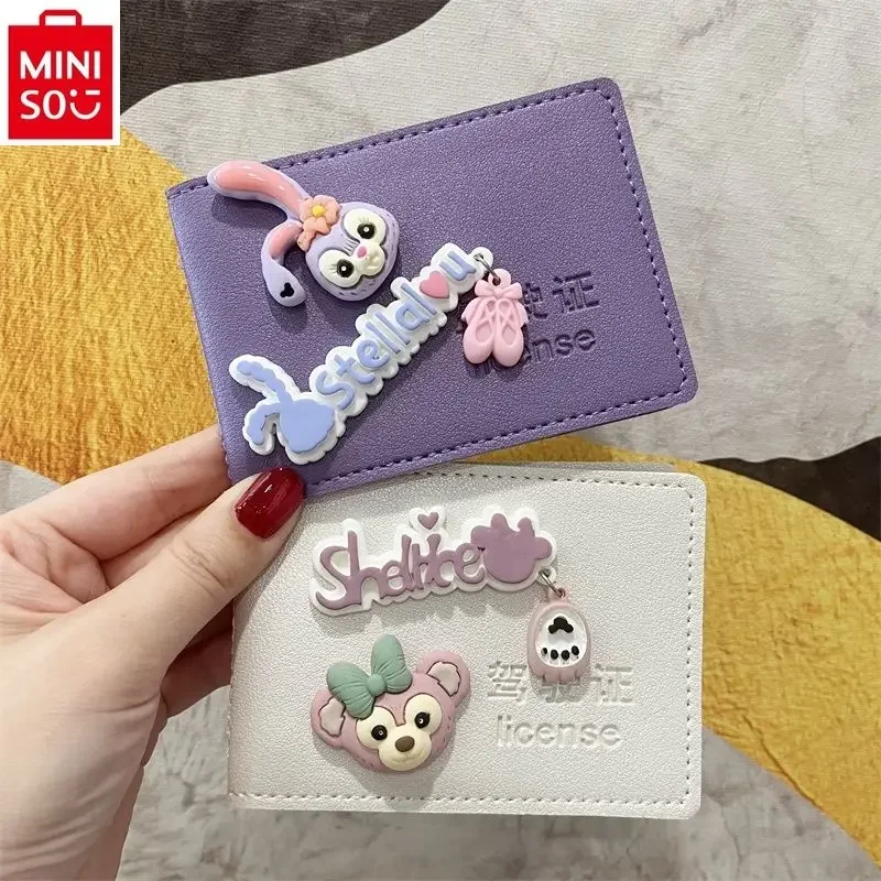 MINISO Disney-oso de dibujos animados Duffy, oso de fresa, bolsa de almacenamiento de licencia de conducir personalizada creativa, bricolaje