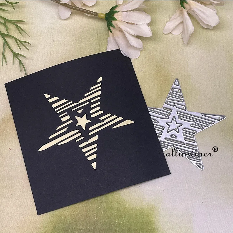 ใหม่ Pentagram Star รูปร่างโลหะที่ตัดลายกระดาษ Stencils สำหรับ DIY Scrapbooking ตกแต่งลายนูน Handcraft Die ตัดแม่แบบ