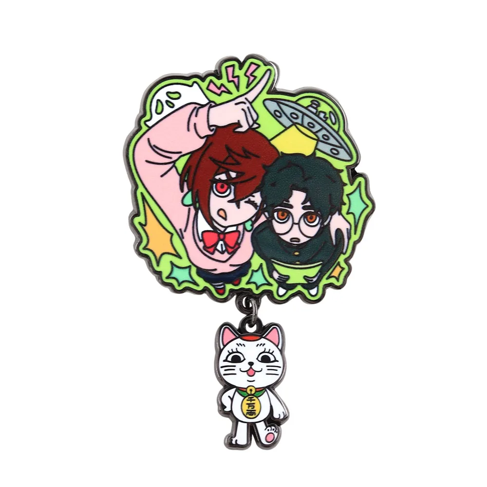 Dan Da Dan Ayase Momo Takakura Ken Okarun Turbo Granny Power Emaille-Pin Manga Glückskatze Anhänger Brosche Cartoon-Fan-Geschenk Abzeichen A – Detail 1
