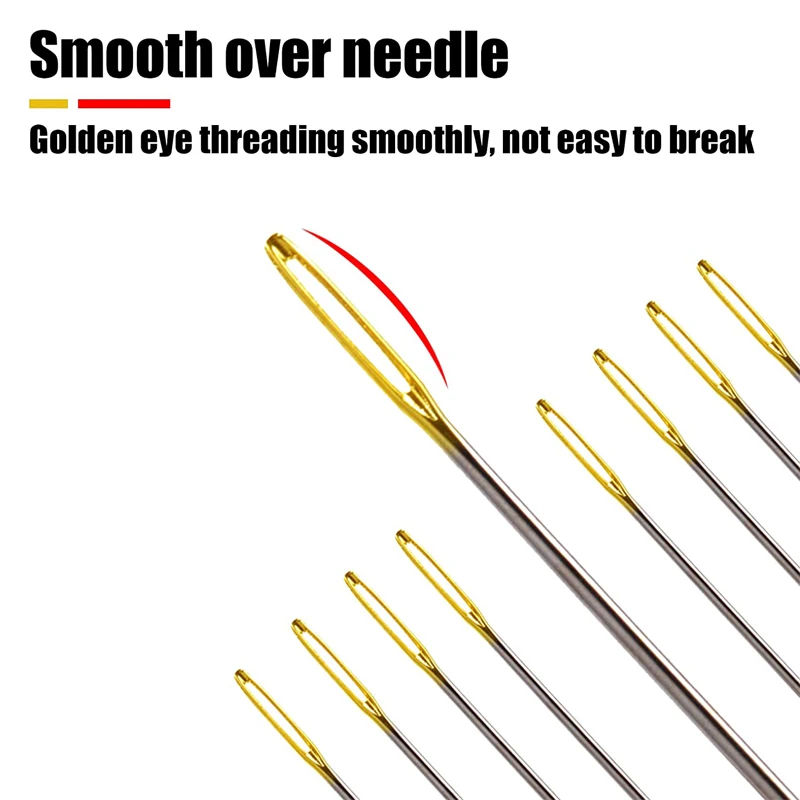 30Pcs/set Cross Stitch Needles Stainless Steel Large Eyes Embroidery Blunt Needle with Threader DIY Home Sewing Apparel Tools