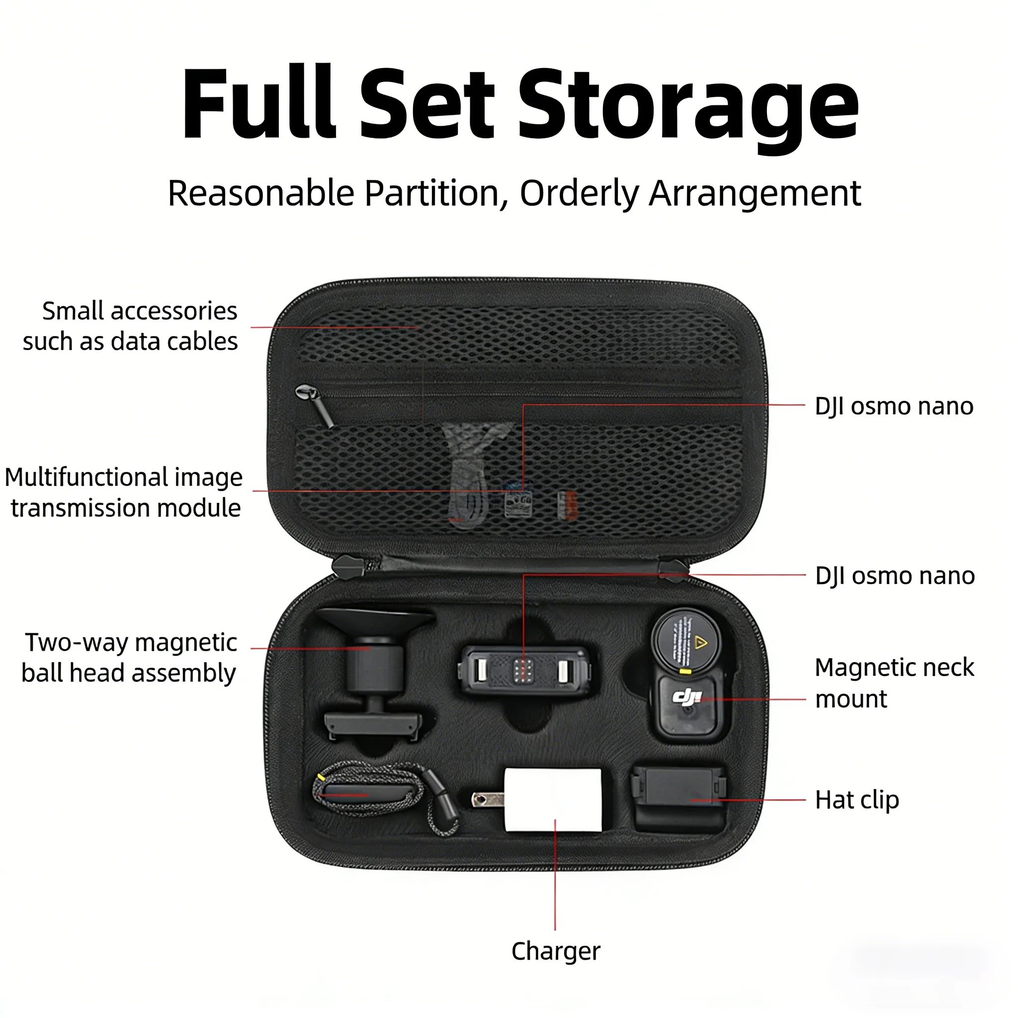 Storage Bag For DJI Osmo Nano Carbon Fiber Camera Storage Organizer Hard Carrying Case Shockproof Waterproof Carabiner Compact view 3