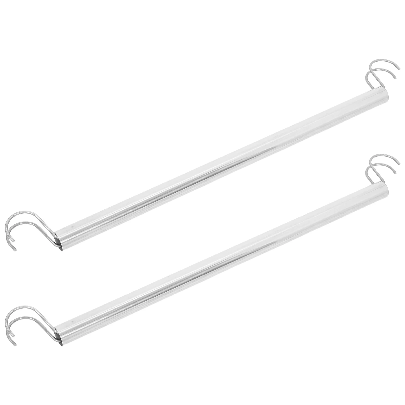 

2Pcs Stainless Steel Wardrobe Rail Heavy Duty Adjustable Hooks Clothes Drying Rod Closet Organizer Laundry Rack for Hanging