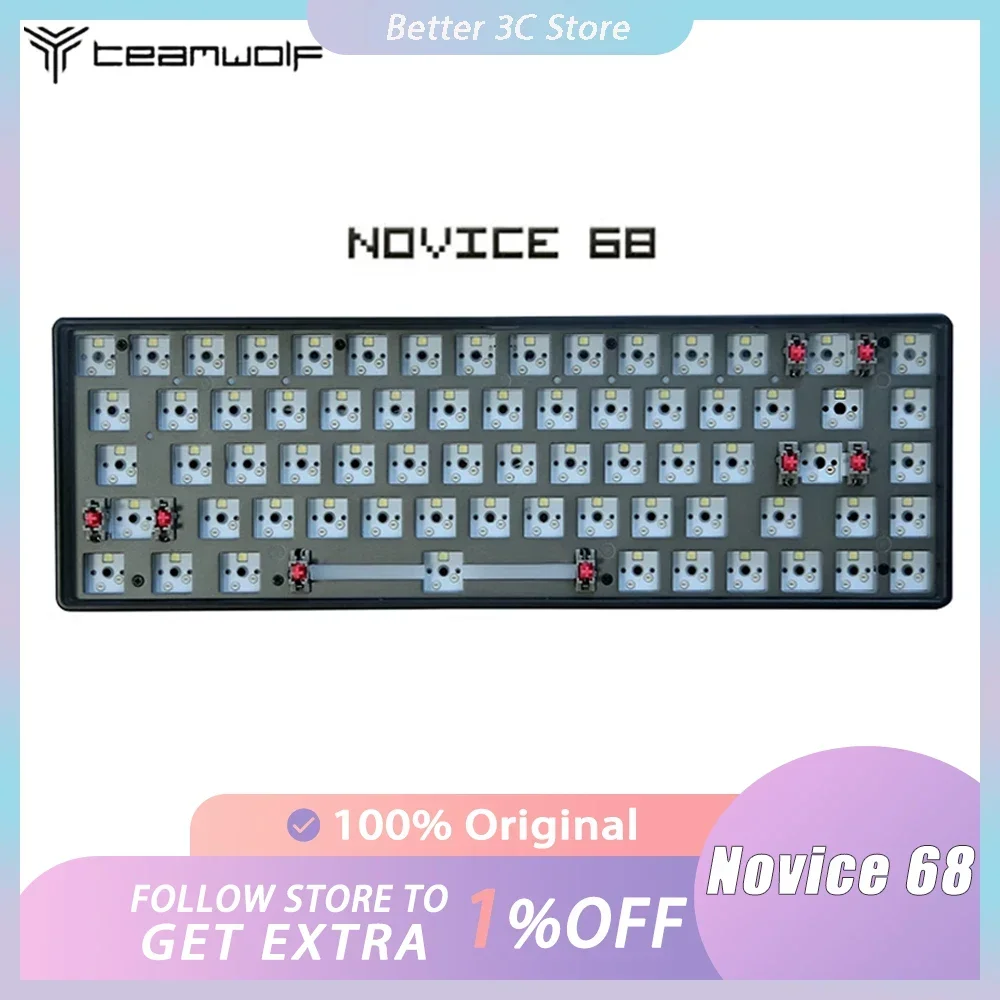 

Teamwolf Novice68 механическая клавиатура в комплекте, три режима, монохромная подсветка, игровая клавиатура, горячая замена, ПК Аксессуары для геймеров Office
