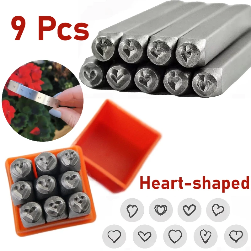 

9 шт. 3 мм/6 мм набор стальных штампов в форме сердца для изготовления ювелирных изделий, дырокол, инструмент «сделай сам», кожаные штампы