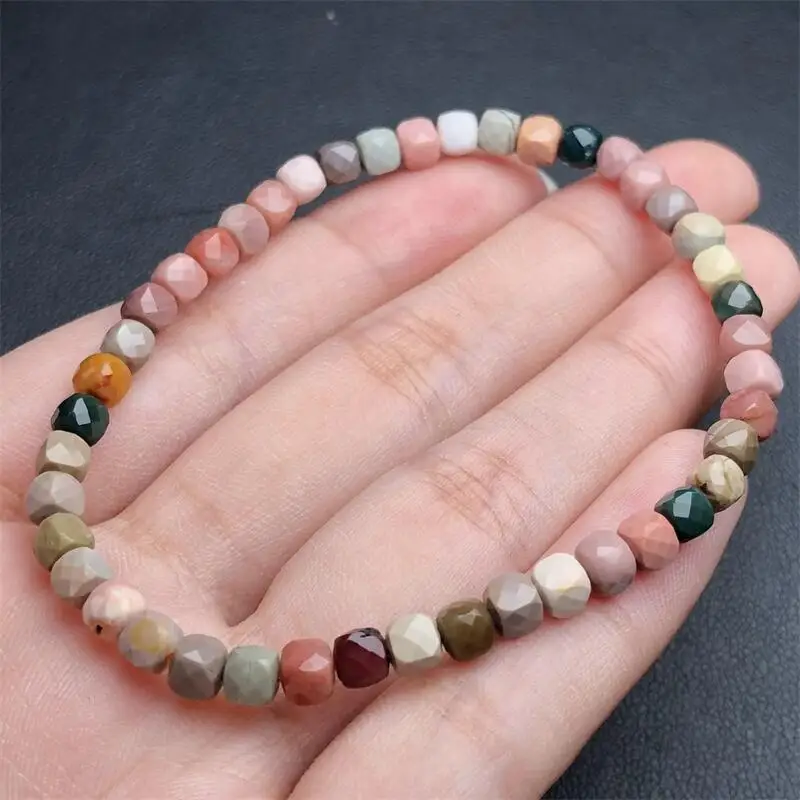 4MM Natural Andes Quartz  Cube Bracelet Charms Handmade Fortune Energy Bangle Mineral Woman Amulet Jewelry Gift 1PCS