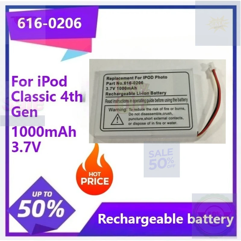 

616-0206 616-0183 Battery Replacement for IPod Classic 4th Gen / Photo U2 A1059 20 40GB Battery 1000mAh 3.7V