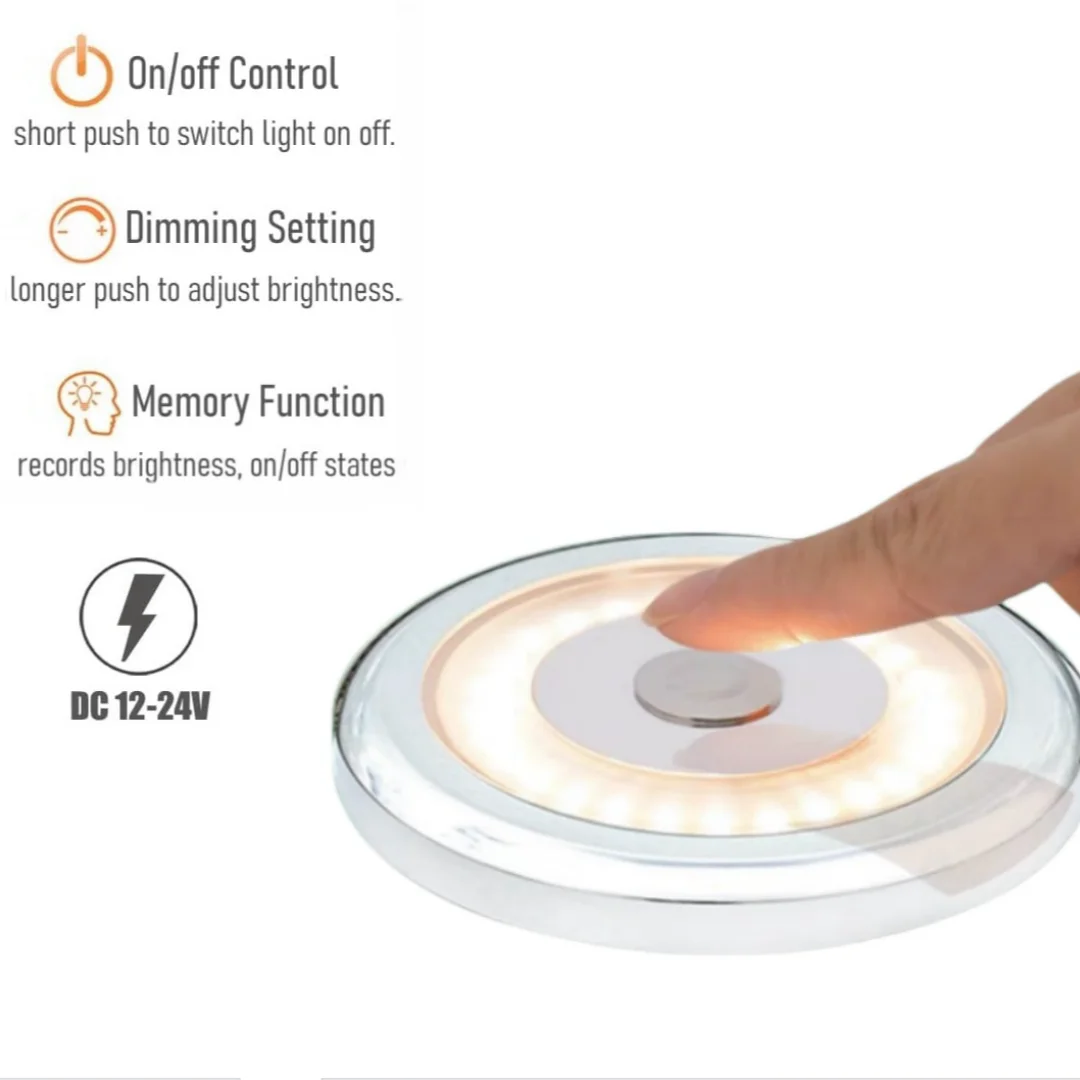 RV LED Ceiling Dome Light with Dimmable Switch, 12Volt DC RV Surface Mount Lamp, for RV Motorhome Camper Travel Trailer ultra thin 12v 24v rv ceiling lamp led touch lamp round dome light reading light