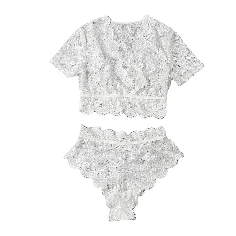 

S-XL Hot Sale Sexy Hollow Lingerie Women Bra Set Lace Perspective Deep V Erotic Underwear Erotic Baby Dolls Sexy Lingerie Set