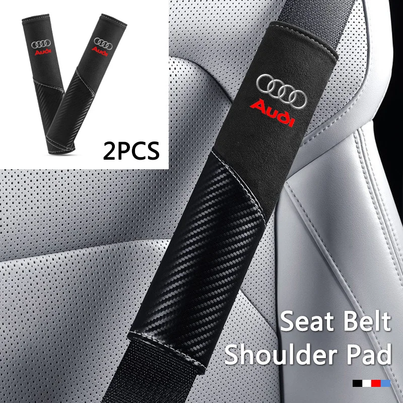 2pc Leather Car Seat Belt Shoulder Cover Safety Protective Pad For Audi A1 A2 A3 A4 A5 A6 A7 A8 Q2 Q3 Q4 Q5 Q7 Q8TT RS3 RS S3 S4 view 4