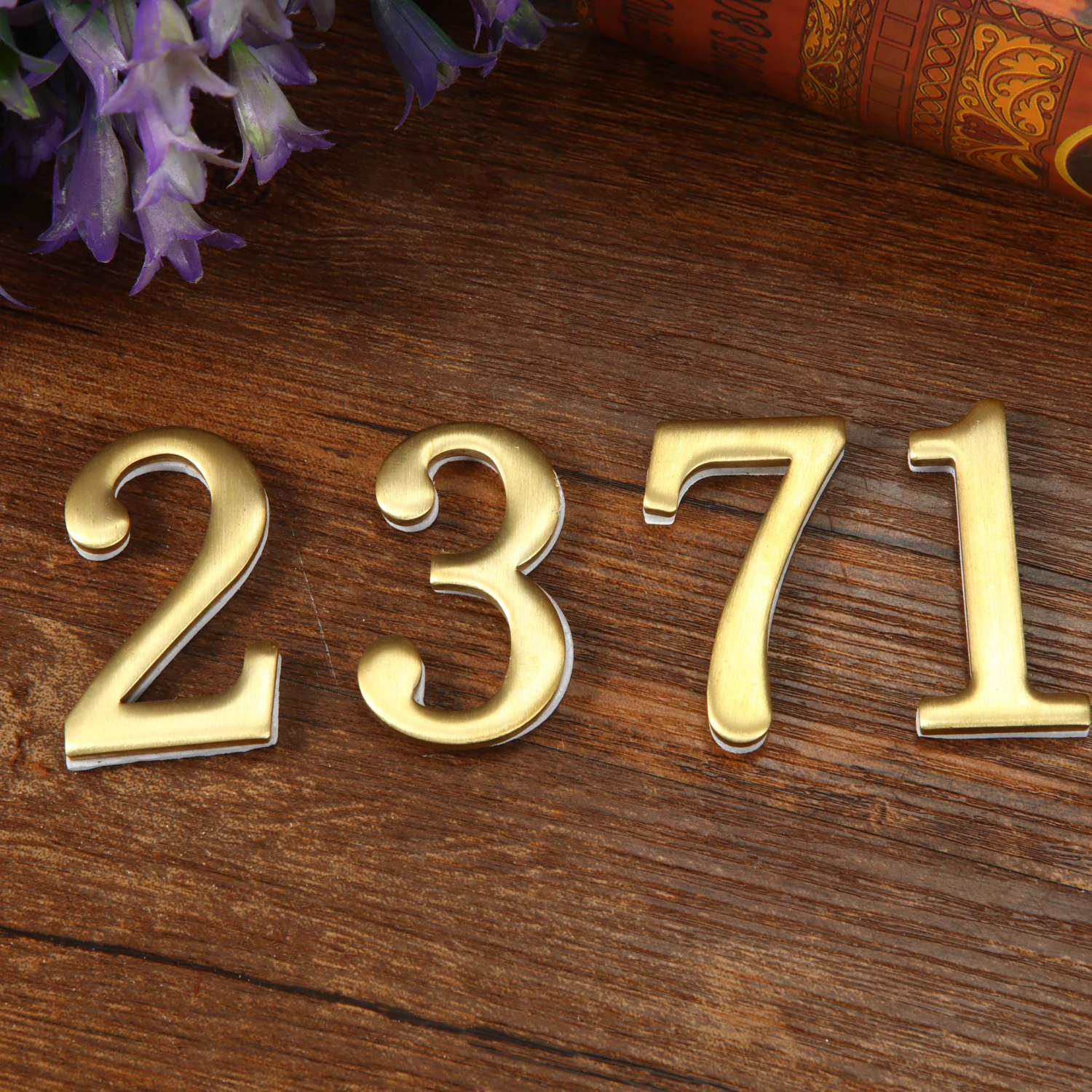 1PCS Copper House Number Self-Adhesive 3D Numeral Door Plaque Hotel Home Sticker Address Mail Box Label #0-9 Home Decoration