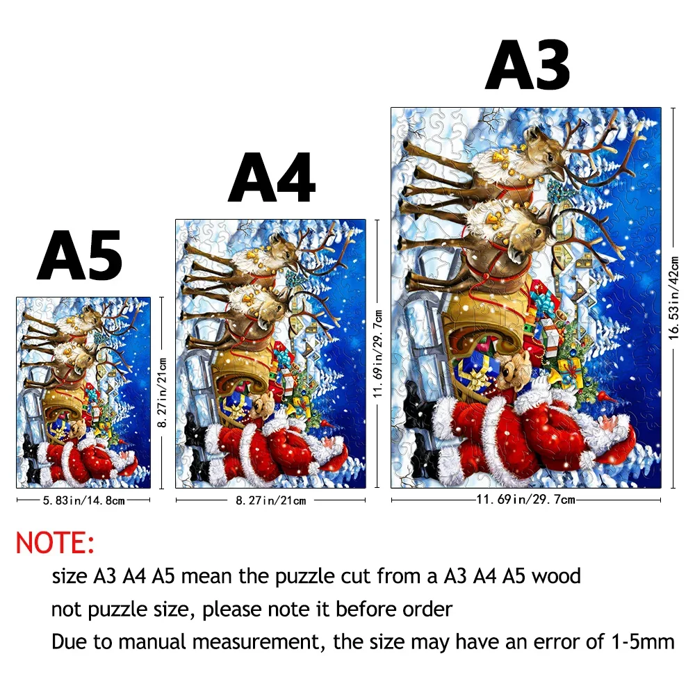 Santa Claus Reindeer Wooden Puzzle Irregular Shape Christmas Gift Party Game Christmas Party Gift