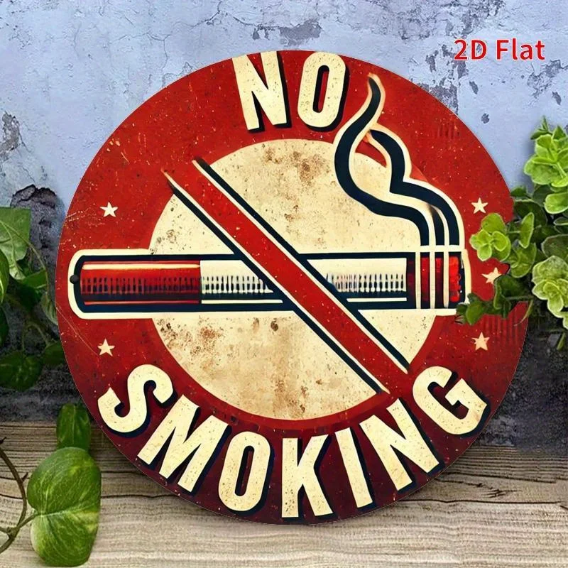 2D flaches 1-teiliges Retro-Holzschild „No Smoking“ – Retro-Holzwandkunst und rotes und weißes Design, geeignet für No-Scenario's – Detail 6