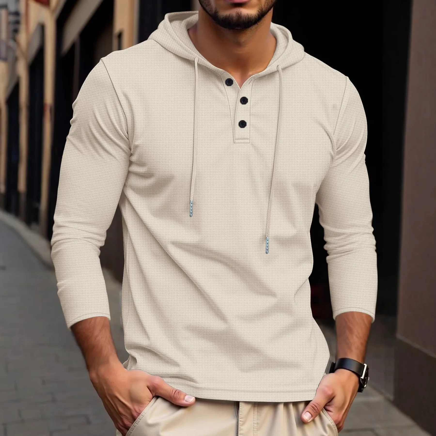 

Men's Spring and Autumn Hooded Casual American Large Size Long Sleeve Sweater cw61097