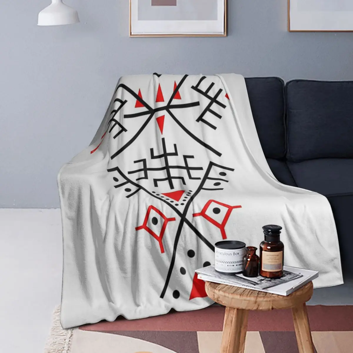 

Kabyle Amazigh Motif Geometry Berber Blanket Soft Warm Flannel Throw Blanket Cover for Bed Living room Picnic Travel Home Sofa