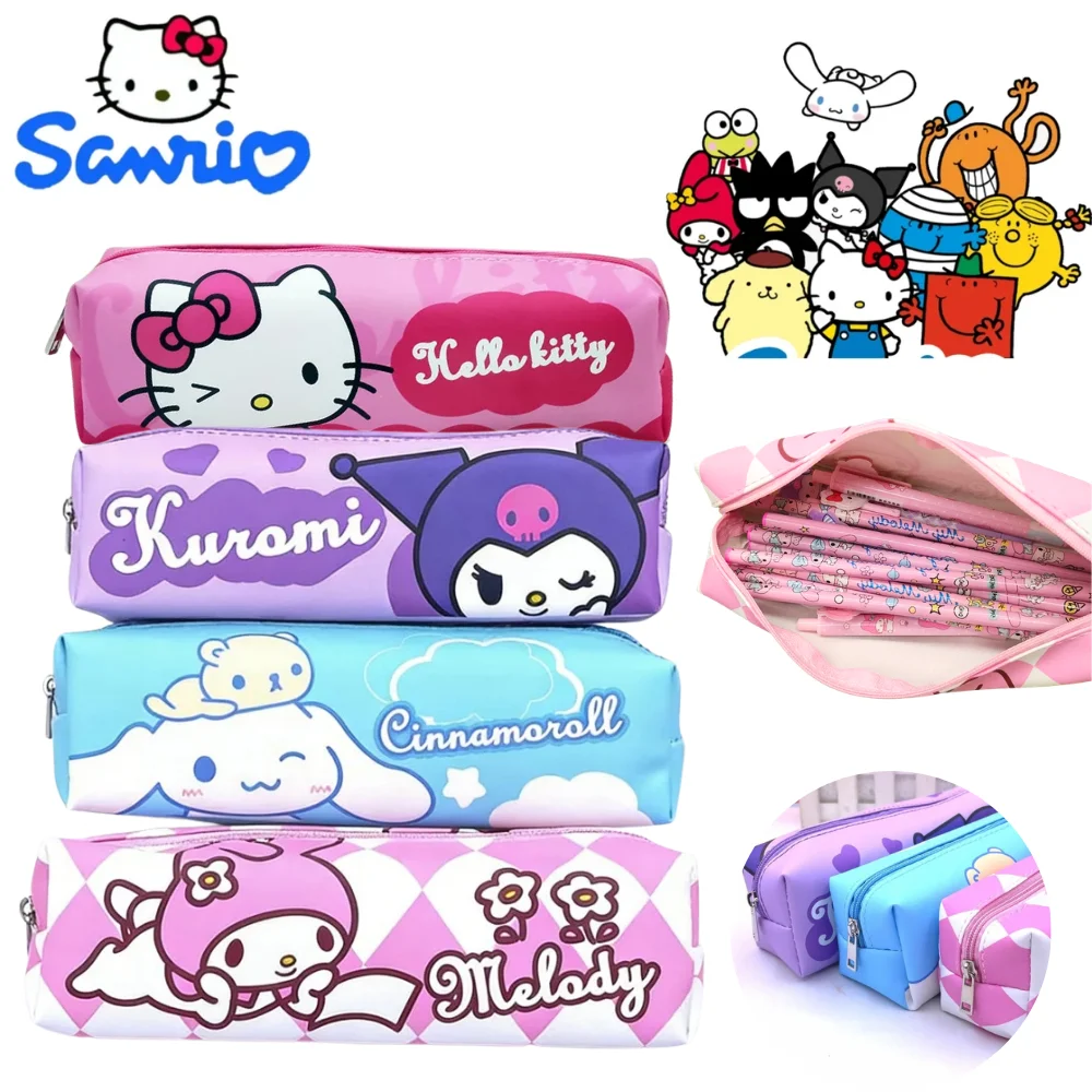 

2026 Hot Sanrio Cartoon Kitty Pen Bag Kulomi Student Cute Stationery Bag Square Children's Learning Supplies Storage Bag
