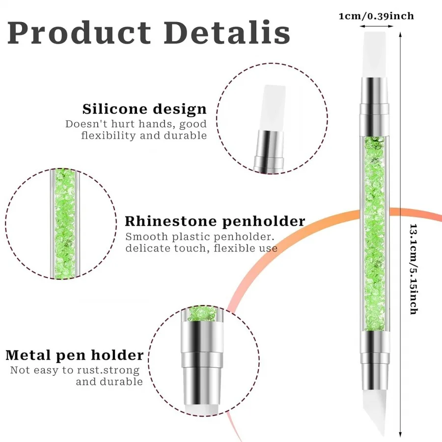 1/5 Pcs Silicone Nail Tools Dual Tipped Nail Art Sculpture Pen Rhinestone Nail Polish Carving Pen Rubber Tip Nail Brushes
