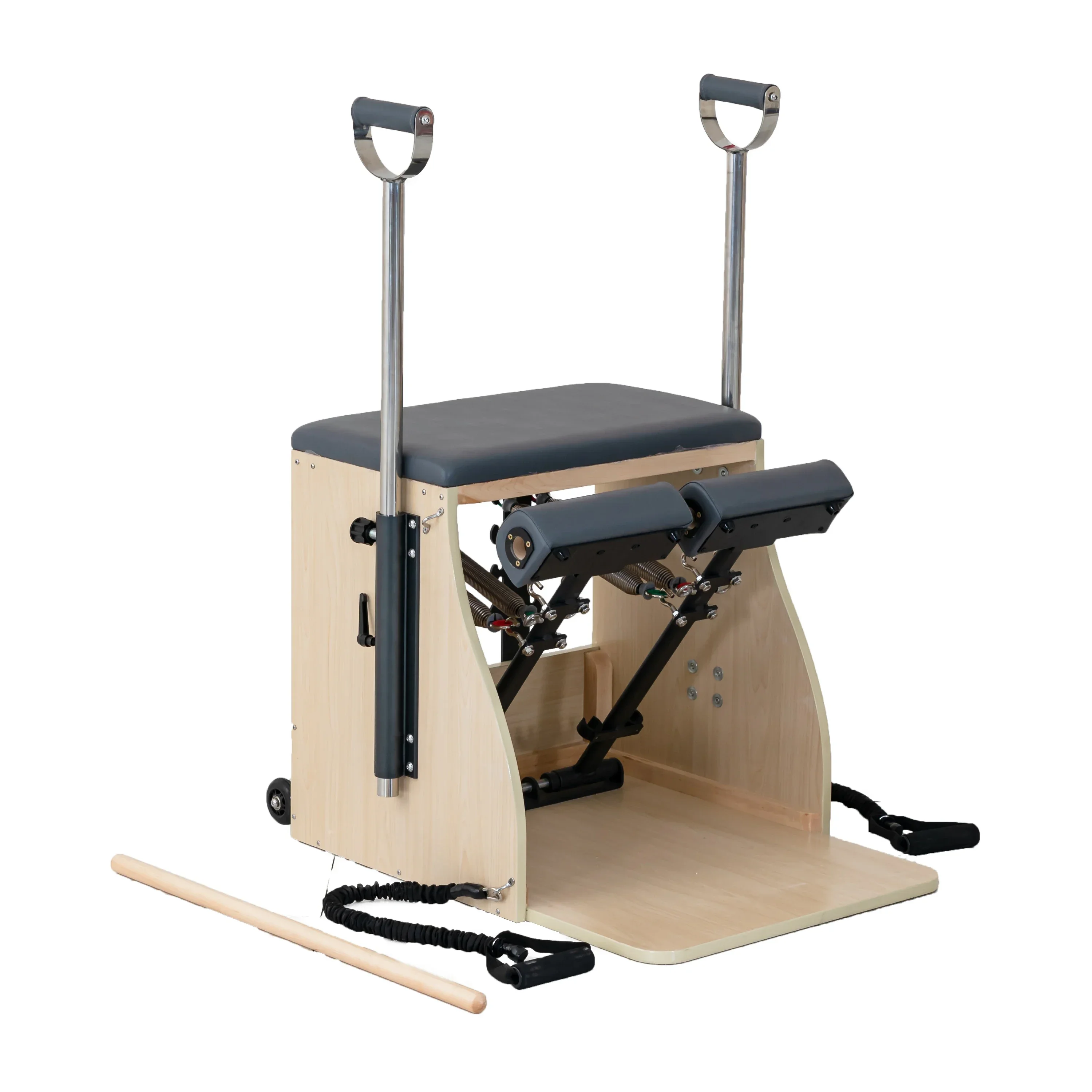 

y Professional Yoga Training Exercise Stretch Fitness Oak Wood Combo Pilates chair with handle