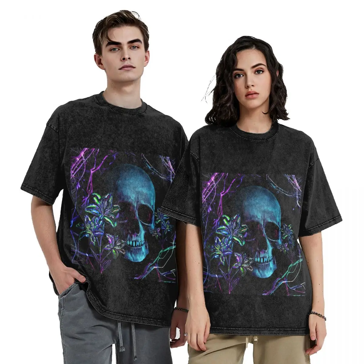 

Футболка Lily Skull 3, большие размеры, милые топы с графикой, винтажная футболка с рисунком, простые футболки для мужчин