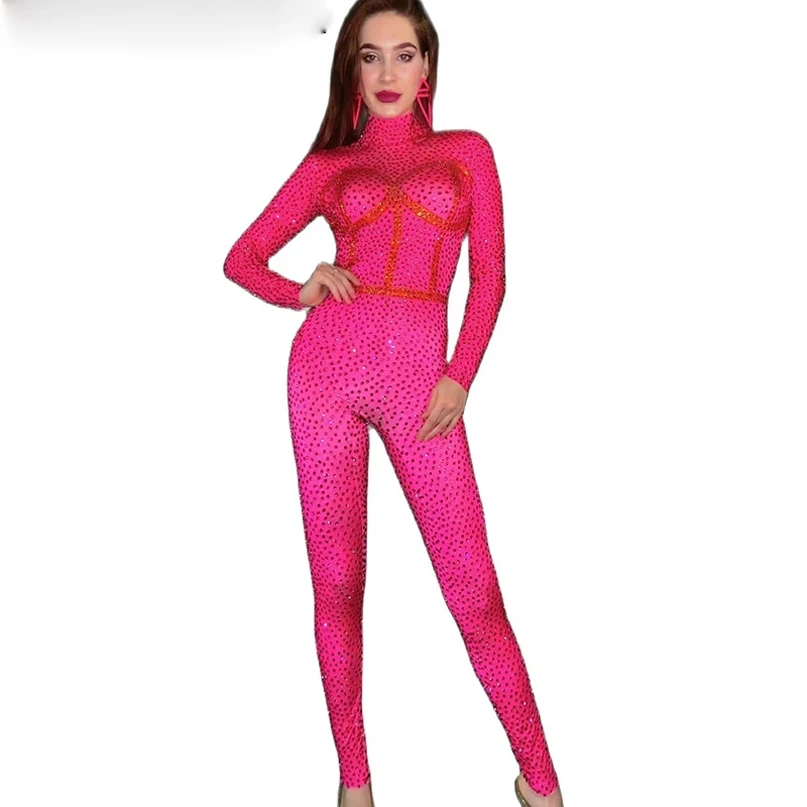 

Party Ladies Bodycon Turtleneck Sexy Jumpsuit Women Sexy Stage Outfits Long Sleeve Rompers Women Birthday Wedding Jumpsuit