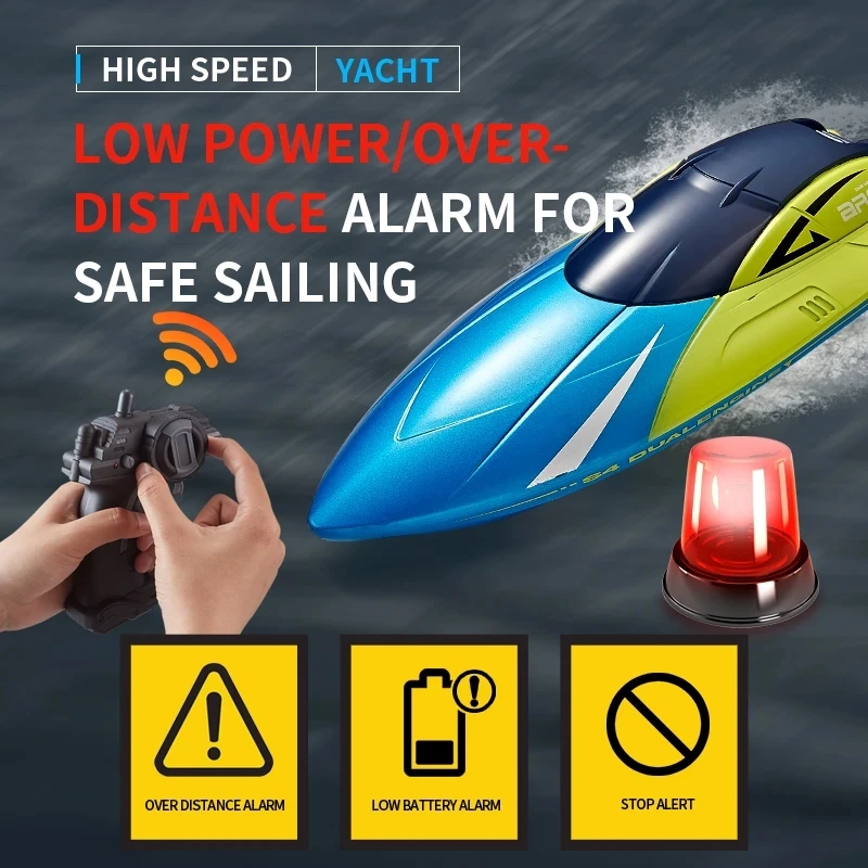 New 2.4G RC Boat 15km/h Dual Motor Waterproof High-speed Boat Summer Outdoore Water Remote Control Ship Toys Gift for Boys Girls