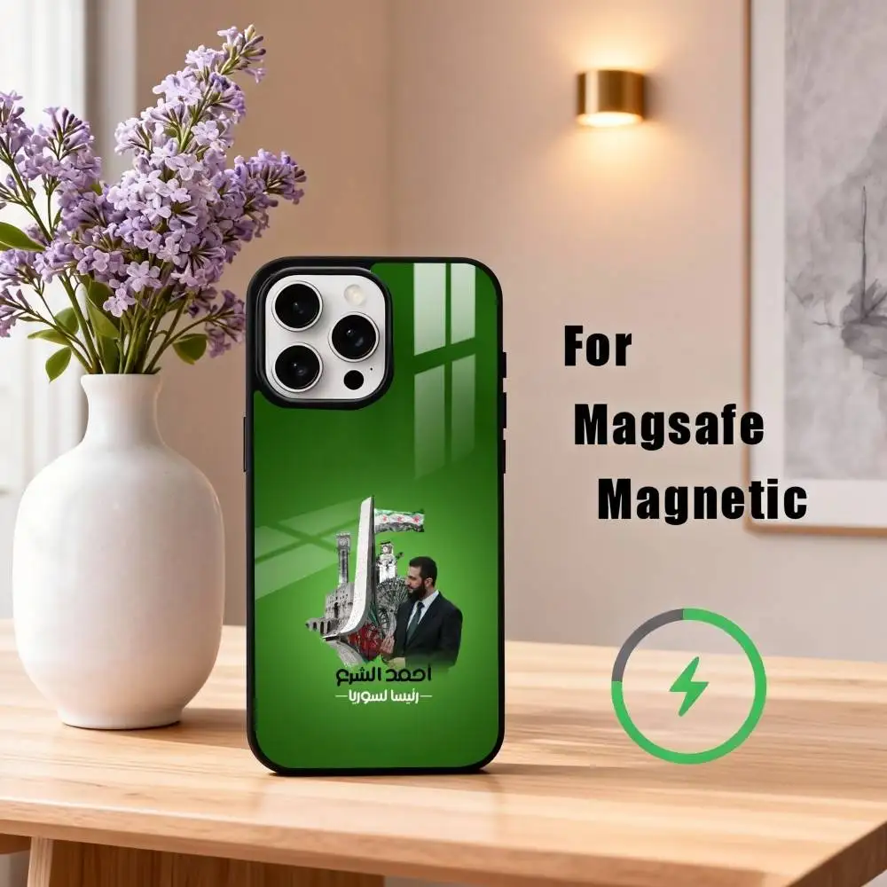 أحمد الشارا سوريا العلم حالة الهاتف آيفون 17,16,15,14,13,12,11 زائد، برو ماكس المغناطيسي للشحن اللاسلكي Magsafe