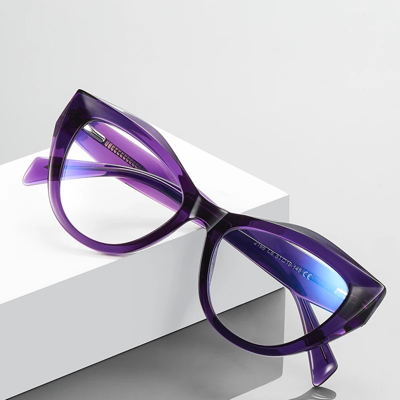 VCKA Cat Eye Myopia Glasses Frame  Fashion Women Anti Blue Light Prescription Photochromism Computer Eyeglasses -0.50 TO -10