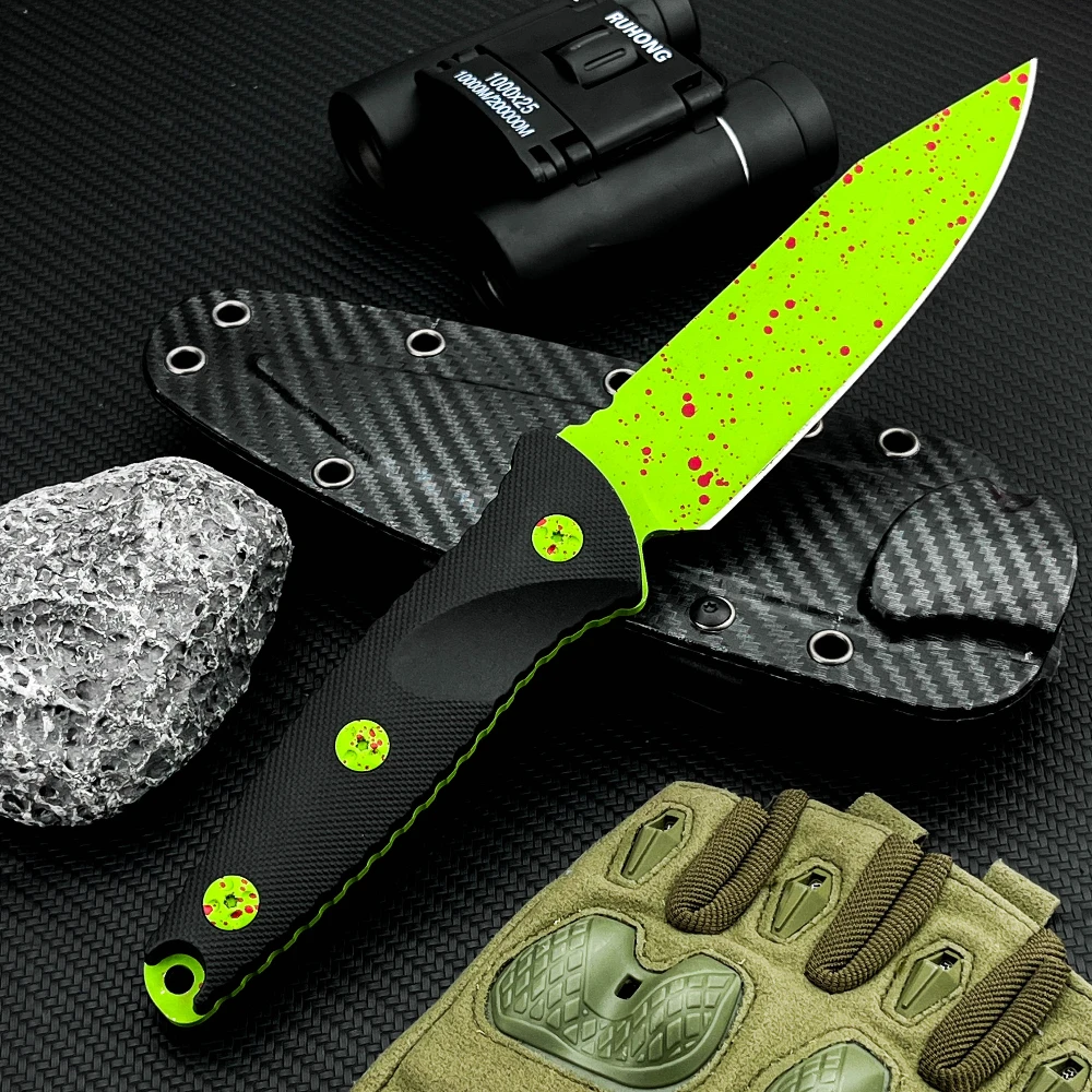 

Green Blade Tactical Straight Knife 8Cr13Mov Blade Nylon Fiber Handle Outdoor Camping Self-Defense Knife Picnic Fishing Knife