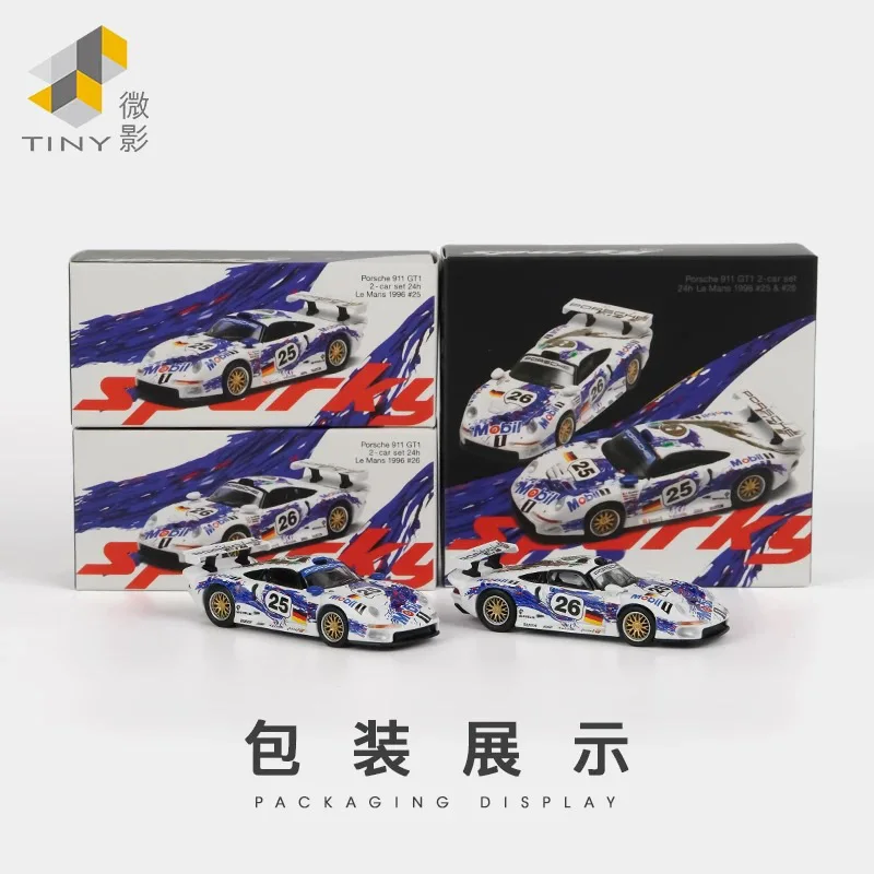 

Sparky Porsche 911 Gt1 Mobil EVO 25 26 Le Mans 1996 1997 Alloy Car Model Collection Decoration Piece