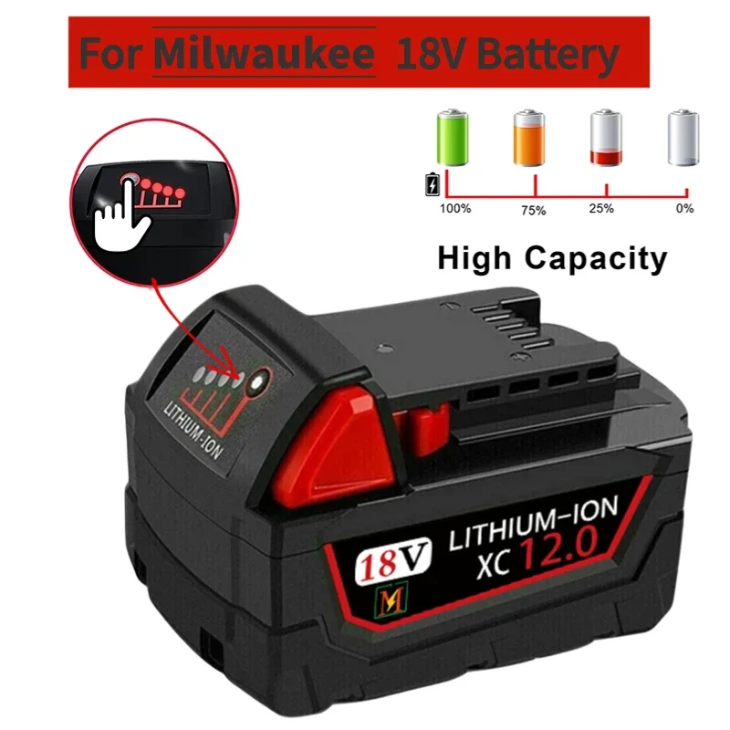 

18 в для аккумулятора Milwaukee M18 M18B6 XC 9,0 Ач li-ion 48-11-1860 48-11-1852 или зарядного устройства 48-11-1850 48-11-1840, беспроводные электроинструменты