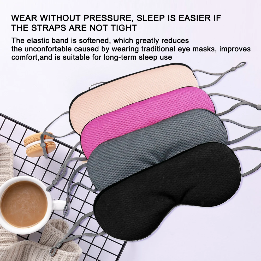 1PC Adjustable Dual‑Sided Eye Mask for Sleep Eye Mask Lights Blockout Soft Padded Sleeping Fabric Cover Shade Blindfold Eyepatch