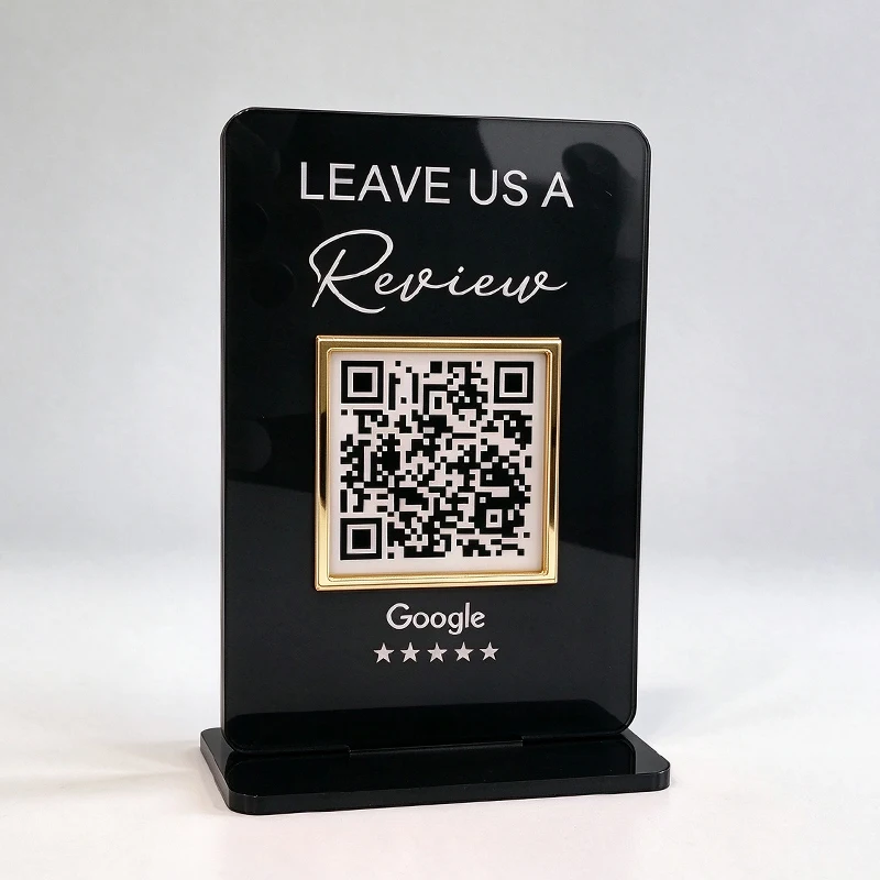 Customize Google Review QR Code Sign Acrylic Business Decoration Card Standing 7x10cm  with multiple colors and languages
