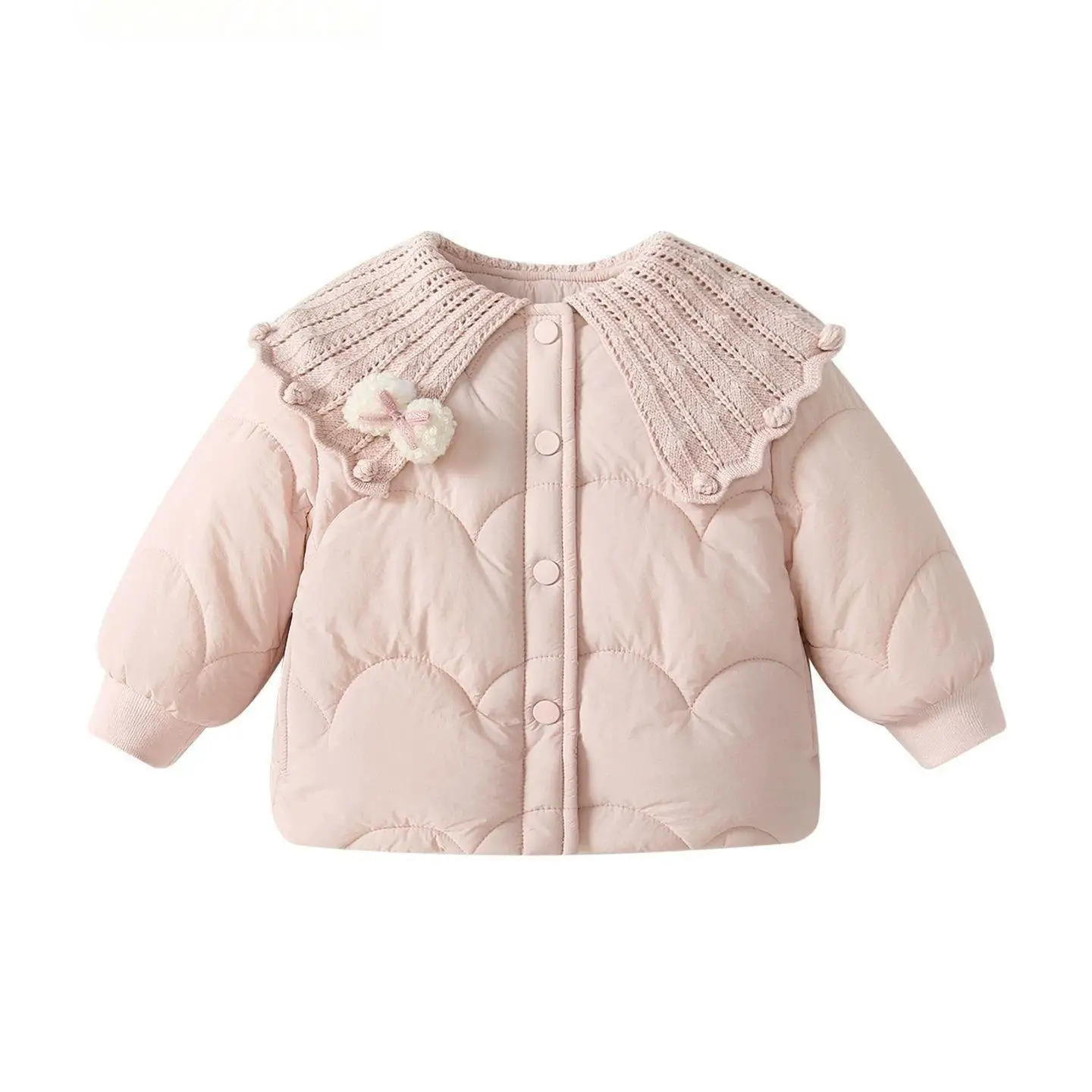 

Infant Baby Girls Parkas Thicken Warm Kids Girls Cotton Jacket New Winter Bow Appliques Toddler Girls Pink Outerwear Coat