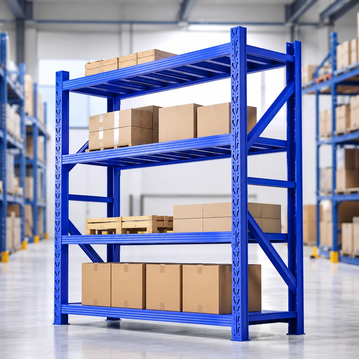 Boltless Warehouse Storage Rack Shelf Medium Duty Stacking Racks & Shelves Adjustable Metal Long Span Shelving
