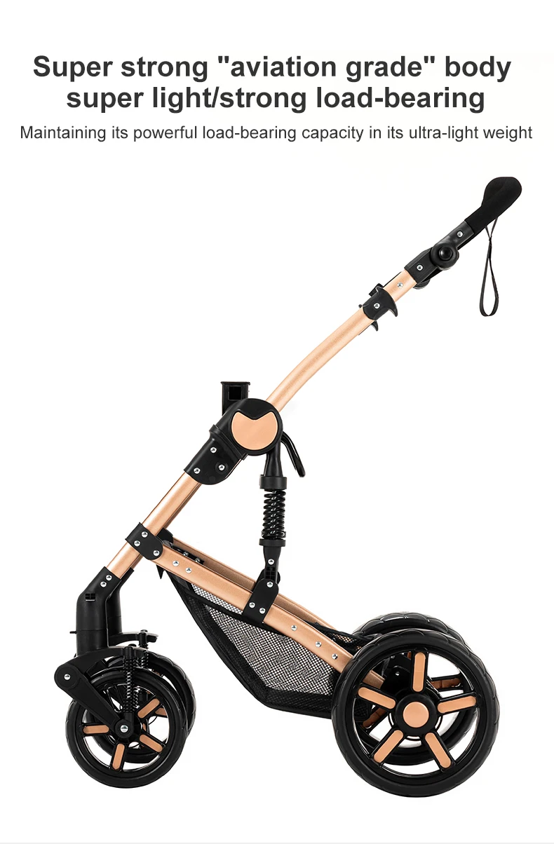 Poussette de Luxe 3 en 1 - Noir & Doré S205c69393fed4c909b7cbca1bbfd1727O