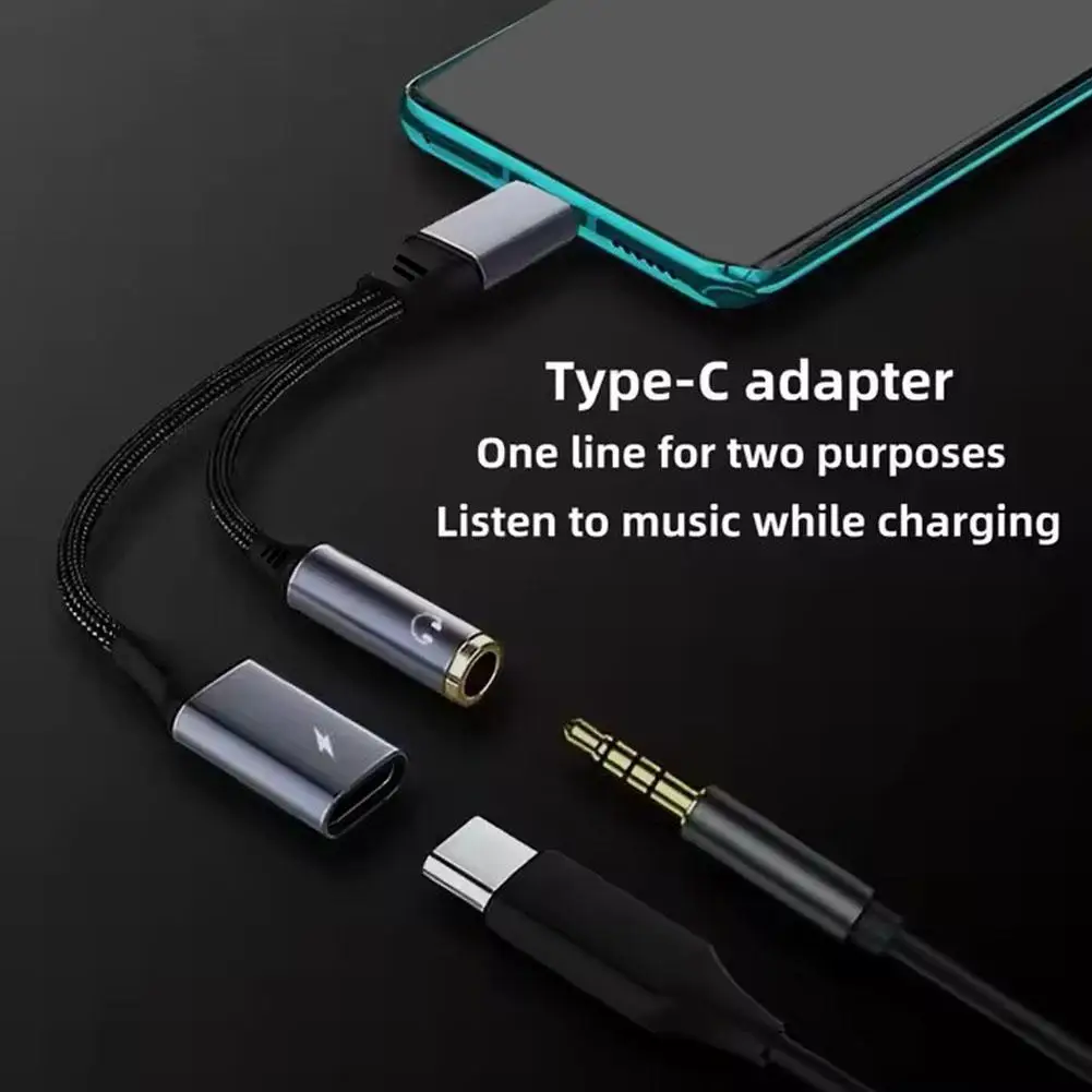 USB C OTG With Charging Type C OTG Splitter, USB C To AUX Mic Jack With PD 60W Fast Charging For iPhone, Earphones, C5J8