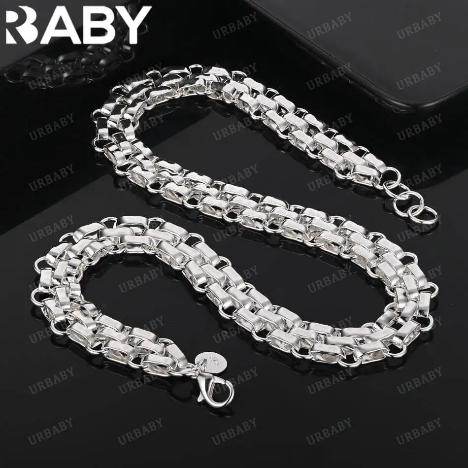 

URBABY 925 Sterling Silver 45cm Chain Necklace For Women Men Charm Trend Birthday Gifts Fashion Party