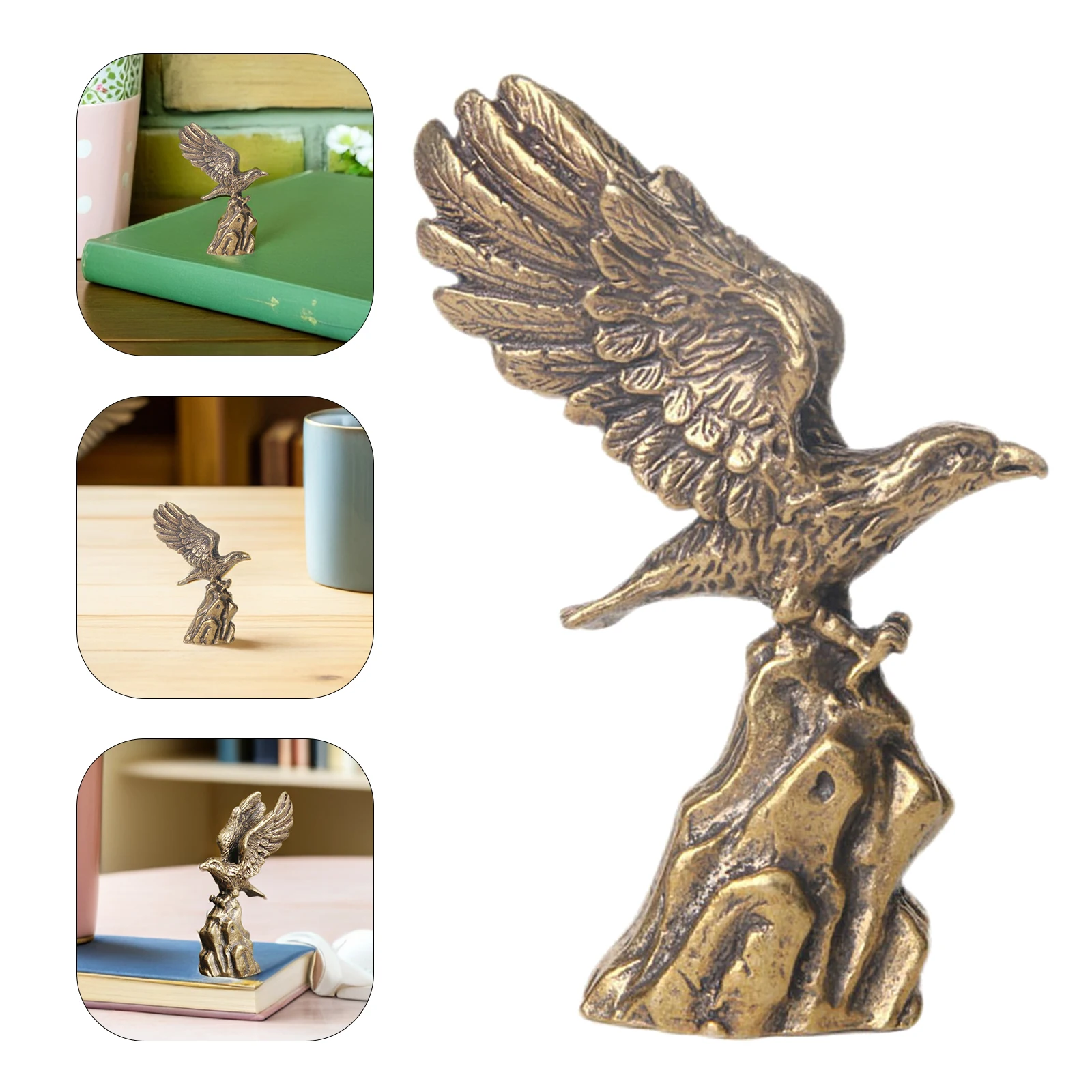 

Eagle Decorative Office Desktop Decoration Brass Brass Eagle Simulation Sculpture Lifelike Room Furnishing Accents