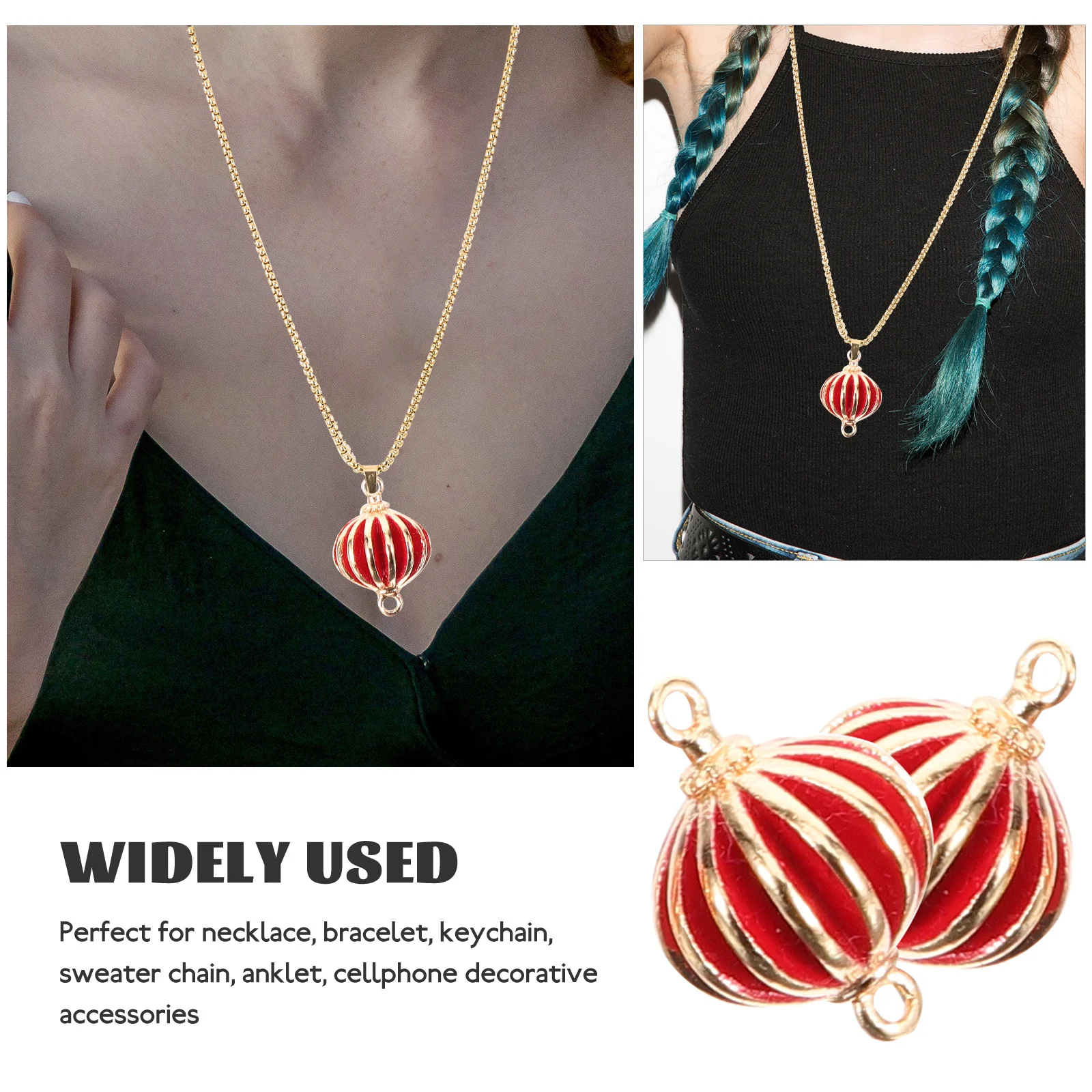 

1Set Red Lantern Pendant DIY Jewelry Making Supplies Chinese Style 8mm Necklace Bracelet Keychain Charms DIY Pendant