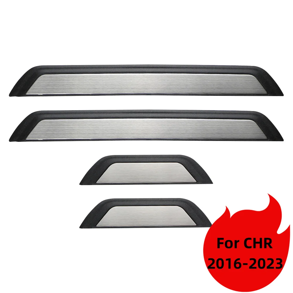 4pc Stainless Door Sill Scuff Plate Trim for Toyota C-HR CHR 2016-2020 2021 2022 2023 Kick Pedal Protector Car Accessories