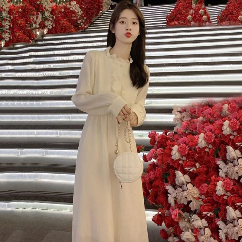 فساتين نسائية فستان نسائي أنيق للحفلات الخريفية من البوليستر بألواح على الوجهين برباط قابل للتنفس مكدس على شكل حرف a مريح #4