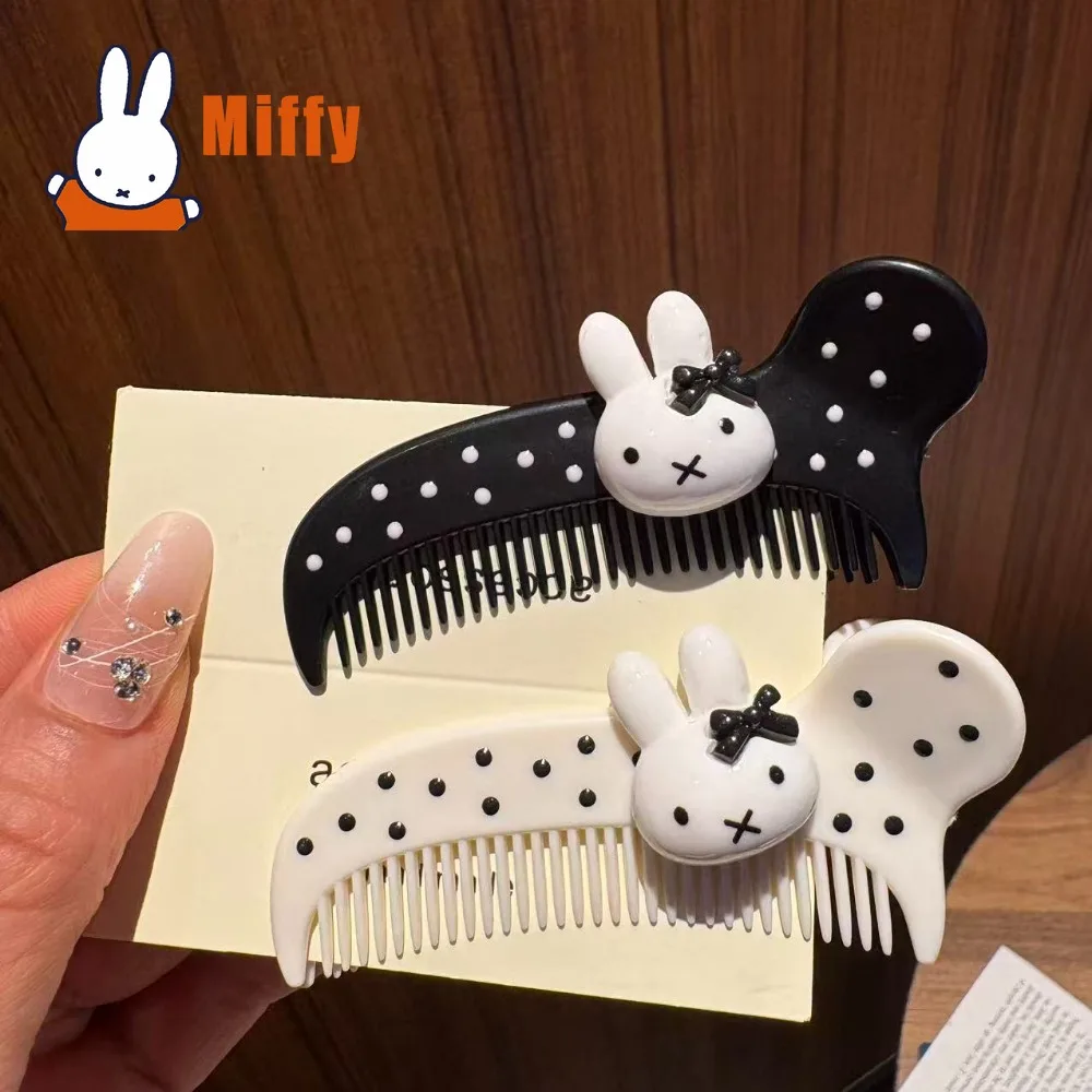 Kawaii Miffy Hair Clip Cute Rabbit Comb Polka Dot Non Slip Hairpins Acetate Shark Claw Clips Styling Tools Travel Women Gift