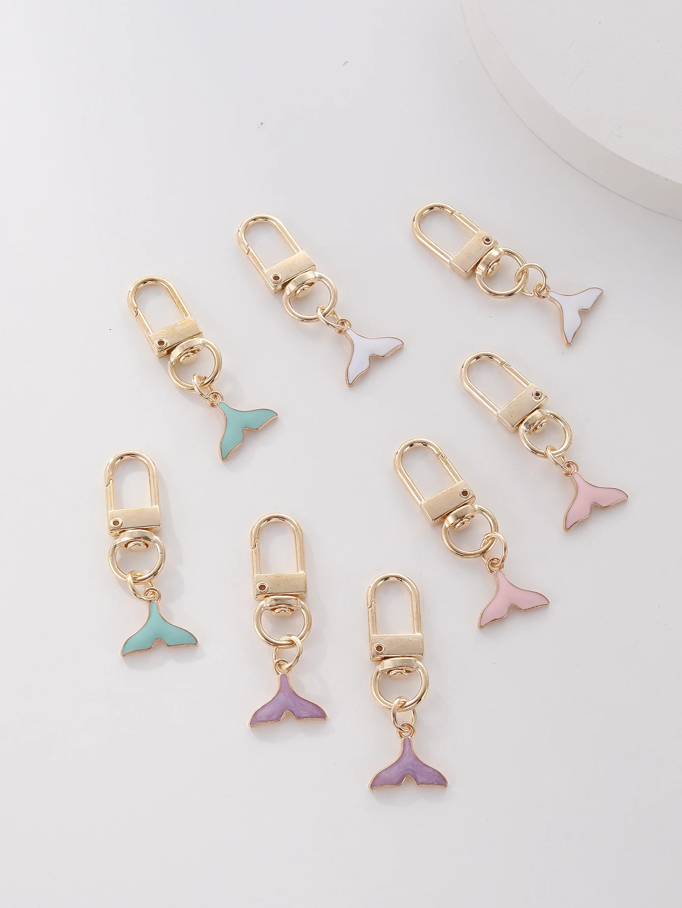 8 stücke Meerjungfrau Schwanz Schlüsselbund Nette Legierung Schlüssel Kette Ring Geldbörse Tasche Rucksack Charme Anhänger Ohrhörer Fall Abdeckung Zubehör Frauen geschenk – Detail 5