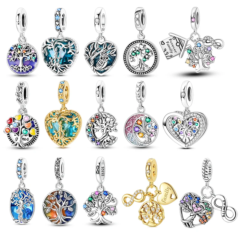 Neue 925 Sterling Silber Charms Perlen Lebensbaum-Anhänger DIY Damen Armband Schmuck Geschenk