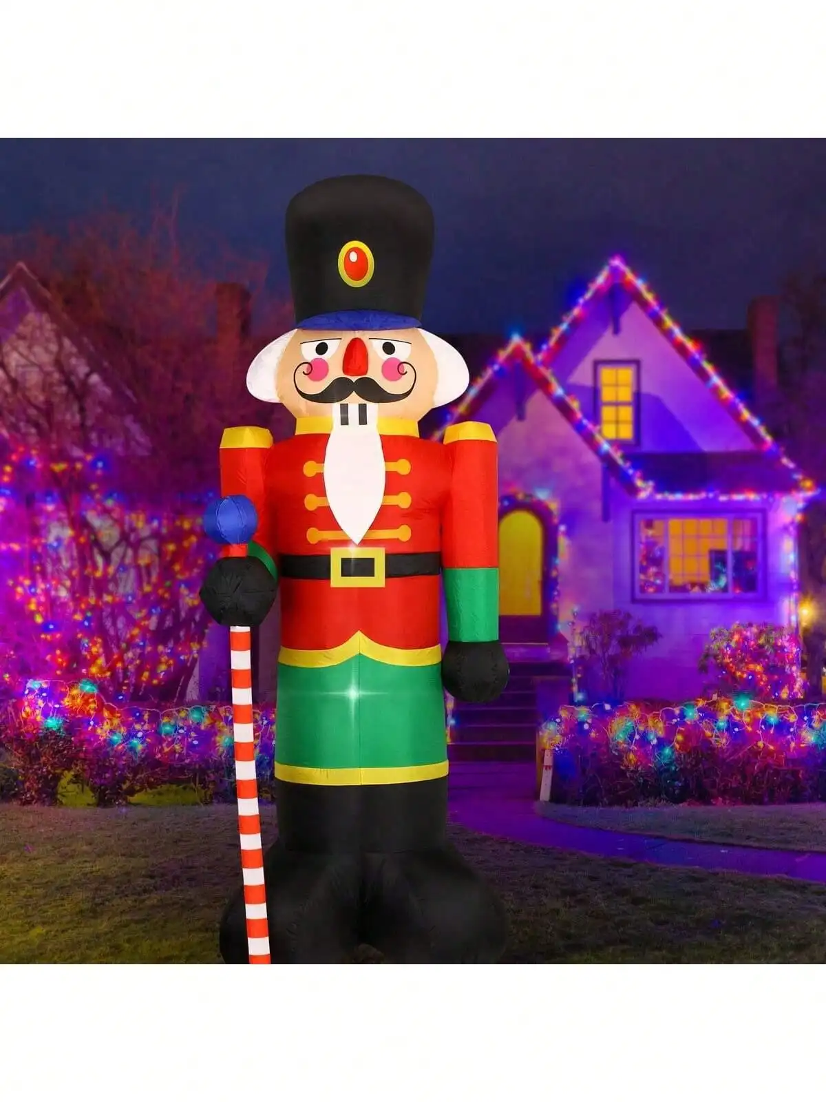 Christmas Inflatable Santa Claus Outdoor Decorations with Built-In LEDs, Blow-Up Santa for Yard Decorations, Inflatable Xmas Dec