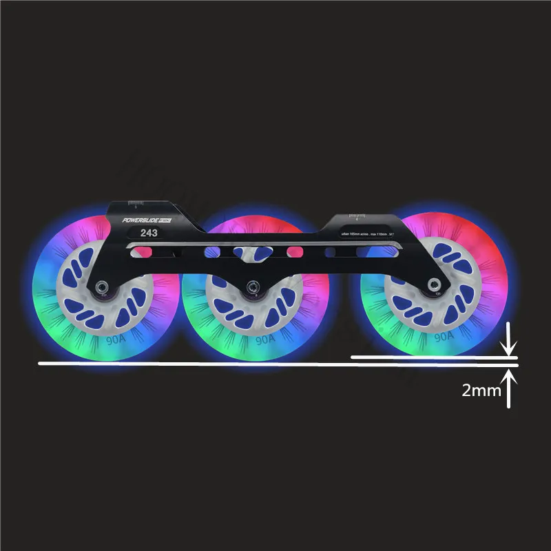 Inline skate base velocidade rolo balançou quadro led 110mm rodas 90a ps 3x110mm assimétrico chassi banana 243mm flash roda